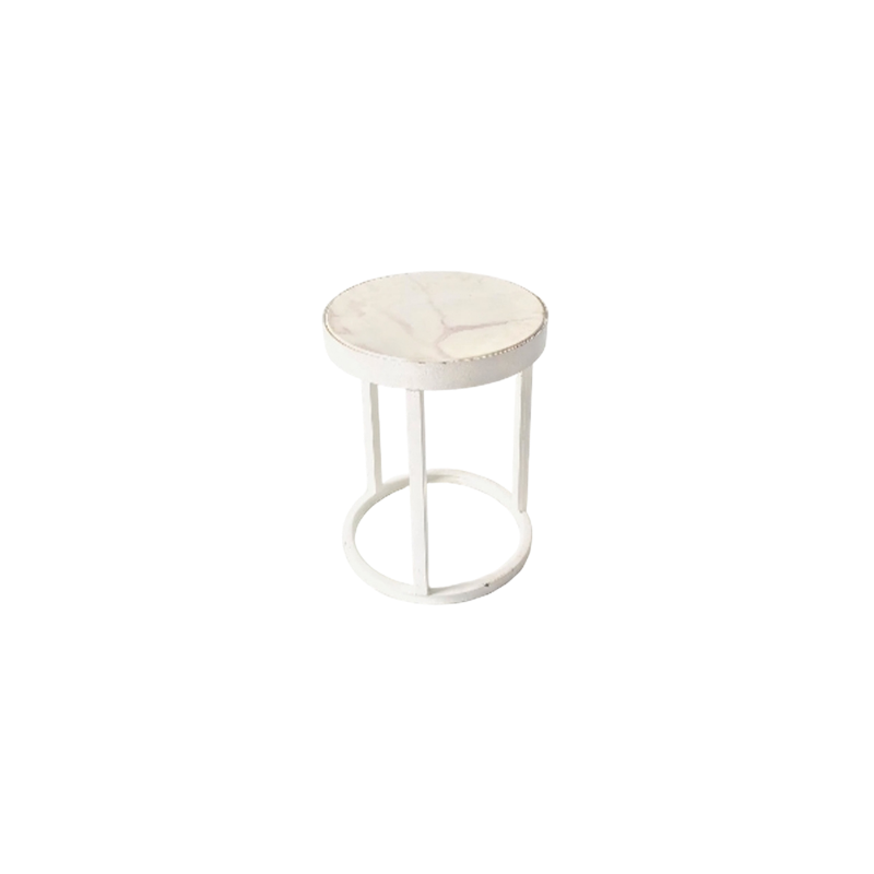 White Octagon Side Stool